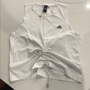 Adidas White Drawstring Tank Top